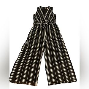 SIZE 6 H&M EVENING PANTSUIT ROMPER - BLACK & BEIGE, ZIPPER IN THE BACK